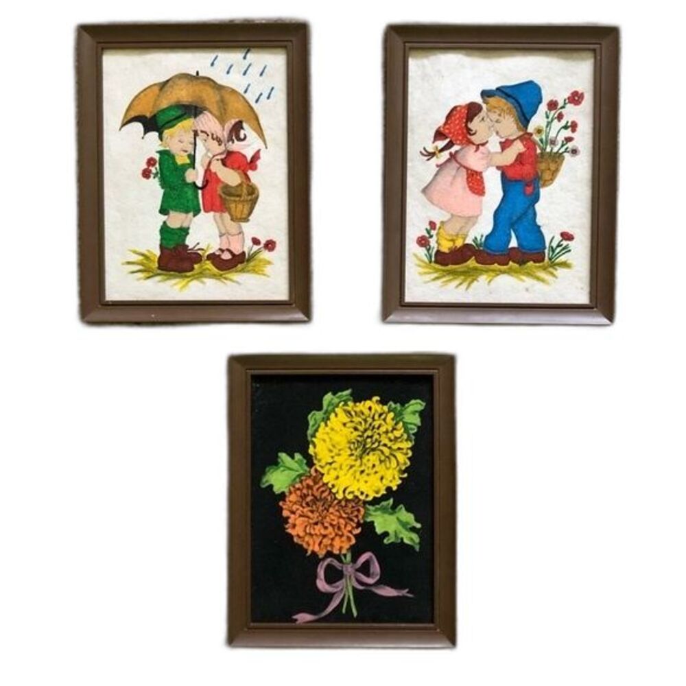 Vintage Framed Tri-Chem Complete Paint Art Set of 3